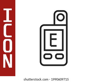 Black line Light meter icon isolated on white background. Hand luxmeter. Exposure meter - a device for measuring the brightness.  Vector