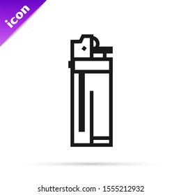 Black line Lighter icon isolated on white background.  Vector Illustration