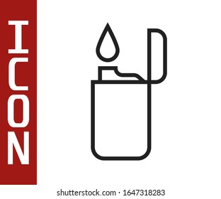 Black line Lighter icon isolated on white background.  Vector Illustration