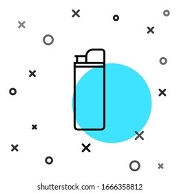Black line Lighter icon isolated on white background. Random dynamic shapes. Vector Illustration