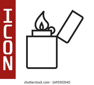 Black line Lighter icon isolated on white background.  Vector Illustration