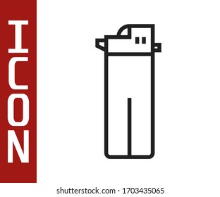 Black line Lighter icon isolated on white background.  Vector Illustration