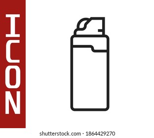 Black line Lighter icon isolated on white background.  Vector