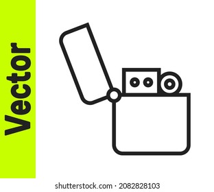 Black line Lighter icon isolated on white background.  Vector