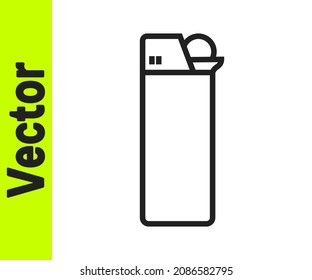 Black line Lighter icon isolated on white background.  Vector