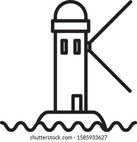 Black line Lighthouse icon isolated on white background.  Vector Illustration