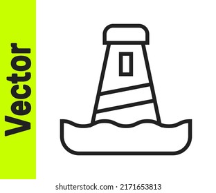 Black line Lighthouse icon isolated on white background.  Vector
