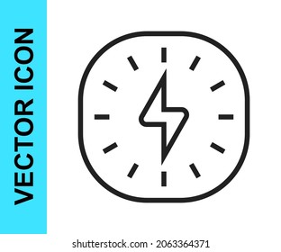 Black line Lightning bolt icon isolated on white background. Flash sign. Charge flash icon. Thunder bolt. Lighting strike.  Vector