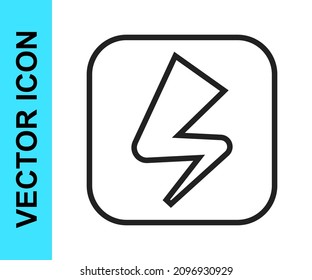 Black line Lightning bolt icon isolated on white background. Flash sign. Charge flash icon. Thunder bolt. Lighting strike.  Vector