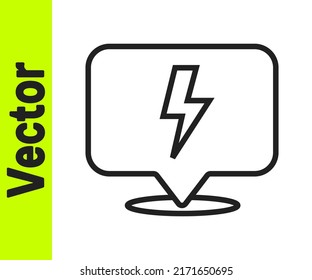 Black line Lightning bolt icon isolated on white background. Flash sign. Charge flash icon. Thunder bolt. Lighting strike.  Vector