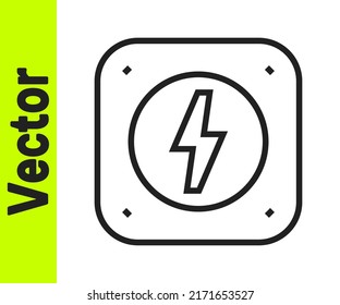 Black line Lightning bolt icon isolated on white background. Flash sign. Charge flash icon. Thunder bolt. Lighting strike.  Vector