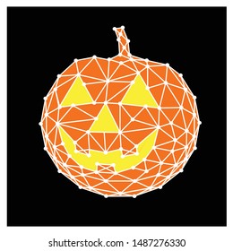 Black line link halloween ocon logo design vector in black background