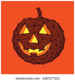 Black line link halloween ocon logo design vector in orange background