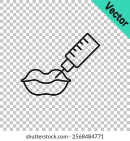 Black line Lip augmentation icon isolated on transparent background. Hyaluronic acid lips injection. Contour plastic.  Vector