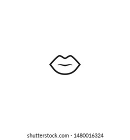 black line lips icon. Flat line icon isolated on white. Kiss trace. Romantick symbol. Scarlet lipstick. Vector illustration.