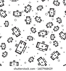 Black line Live streaming online videogame play icon isolated seamless pattern on white background.  Vector Illustration