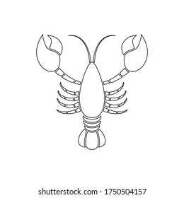 Black line lobster vector illustration isolated on white