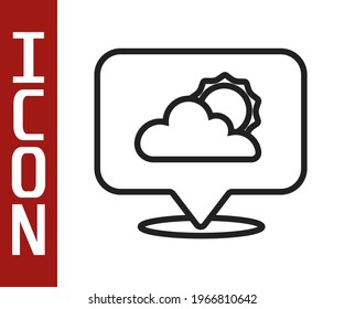 Black line Location cloud icon isolated on white background.  Vector