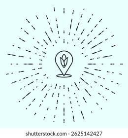 Black line Location corn icon isolated on grey background. Abstract circle random dots. Vector