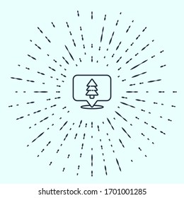 Black line Location of the forest on a map icon isolated on grey background. Abstract circle random dots. Vector Illustration