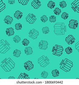 Black line Location of the forest on a map in monitor icon isolated seamless pattern on green background. Vector Illustration
