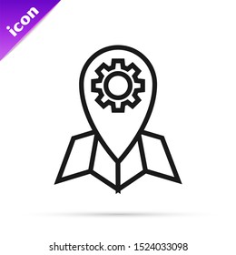 Black line Location job icon isolated on white background.  Vector Illustration