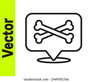 Black line Location pirate icon isolated on white background.  Vector