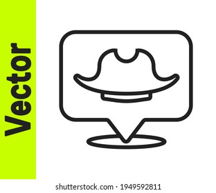 Black line Location pirate icon isolated on white background.  Vector