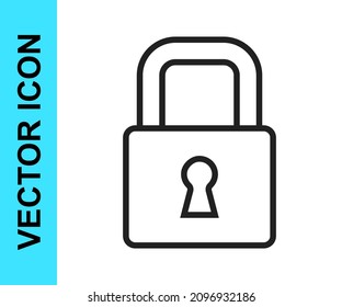 Black line Lock icon isolated on white background. Padlock sign. Security, safety, protection, privacy concept.  Vector