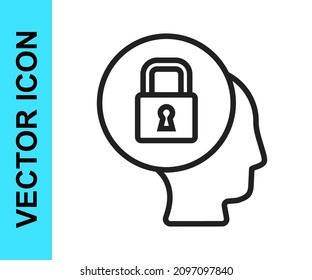 Black line Lock icon isolated on white background. Padlock sign. Security, safety, protection, privacy concept.  Vector
