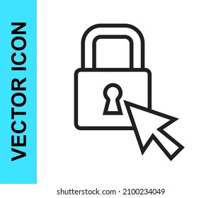 Black line Lock icon isolated on white background. Padlock sign. Security, safety, protection, privacy concept.  Vector