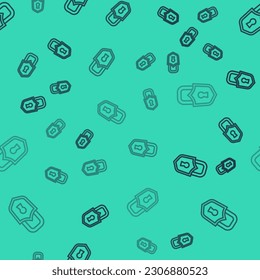 Black line Lock icon isolated seamless pattern on green background. Padlock sign. Security, safety, protection, privacy concept.  Vector