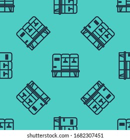 Black line Locker or changing room for hockey, football, basketball team or workers icon isolated seamless pattern on green background.  Vector Illustration