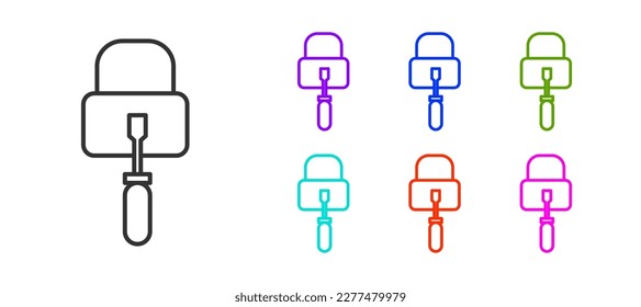 Black line Lockpicks or lock picks for lock picking icon isolated on white background. Set icons colorful. Vector Illustration