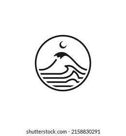 Schwarzes Logo-Design mit einfacher und moderner Form der Sewasserwelle im Kreis