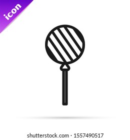 Black line Lollipop icon isolated on white background. Food, delicious symbol.  Vector Illustration