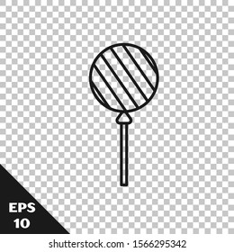 Black line Lollipop icon isolated on transparent background. Food, delicious symbol.  Vector Illustration