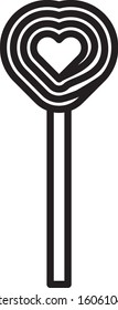 Black line Lollipop icon isolated on white background. Candy sign. Food, delicious symbol. Valentines day. Love symbol.  Vector Illustration