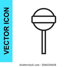 Black line Lollipop icon isolated on white background. Food, delicious symbol. Happy Halloween party.  Vector