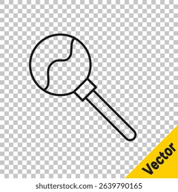 Black line Lollipop icon isolated on transparent background. Food, delicious symbol. Happy Halloween party.  Vector