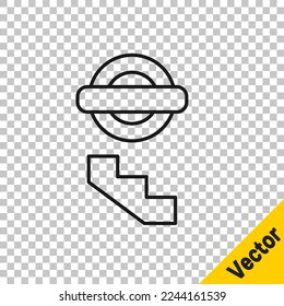 Black line London underground icon isolated on transparent background.  Vector