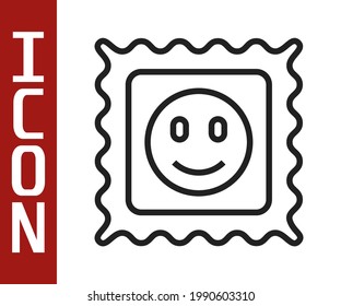 Icono de la marca de ácido LSD de línea negra aislado en fondo blanco. Narcóticos ácidos. Postmark. Sello de rehenes. Riesgo para la salud.  Vector