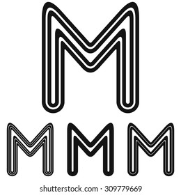 Black line m logo design set