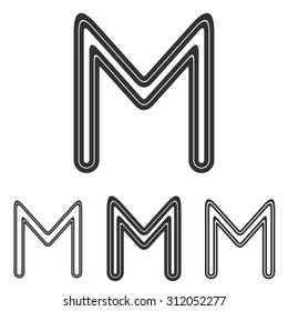 Black line m logo design set