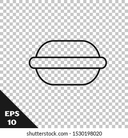 Black line Macaron cookie icon isolated on transparent background. Macaroon sweet bakery.  Vector Illustration