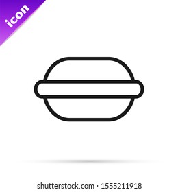 Black line Macaron cookie icon isolated on white background. Macaroon sweet bakery.  Vector Illustration