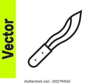 Black line Machete or big knife icon isolated on white background.  Vector
