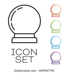 Black Line Magic Ball Icon Isolated On White Background. Crystal Ball. Set Icons Colorful. Vector Illustration