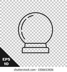 Icono de bola mágica de línea negra aislado en fondo transparente. Balón de cristal. Ilustración vectorial