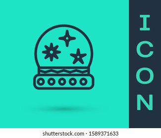 Black line Magic ball icon isolated on green background. Crystal ball.  Vector Illustration